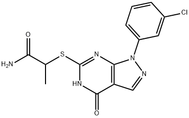 2-[[1-(3-Chlorophenyl)-4-oxo-5H-pyrazolo[5,4-d]pyrimidin-6-yl]sulfanyl]propanamide Structure