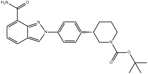 tert-butyl (3S)-3-{4-[7-(aminocarbonyl)-2H-indazol-2-yl]phenyl}piperidine-1-carboxylate Structure