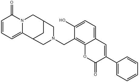 3-((7-hydroxy-2-oxo-3-phenyl-2H-chromen-8-yl)methyl)-3,4,5,6-tetrahydro-1H-1,5-methanopyrido[1,2-a][1,5]diazocin-8(2H)-one Structure