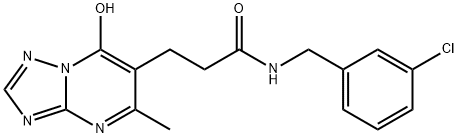 N-(3-chlorobenzyl)-3-(7-hydroxy-5-methyl-[1,2,4]triazolo[1,5-a]pyrimidin-6-yl)propanamide 구조식 이미지