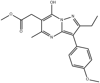 methyl 2-(2-ethyl-7-hydroxy-3-(4-methoxyphenyl)-5-methylpyrazolo[1,5-a]pyrimidin-6-yl)acetate 구조식 이미지