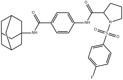 1-[(4-fluorophenyl)sulfonyl]-N-[4-(tricyclo[3.3.1.1~3,7~]dec-1-ylcarbamoyl)phenyl]prolinamide 구조식 이미지