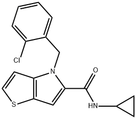 4-(2-chlorobenzyl)-N-cyclopropyl-4H-thieno[3,2-b]pyrrole-5-carboxamide 구조식 이미지