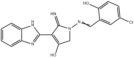 (E)-4-(1H-benzo[d]imidazol-2-yl)-1-((5-chloro-2-hydroxybenzylidene)amino)-5-imino-2,5-dihydro-1H-pyrrol-3-ol Structure