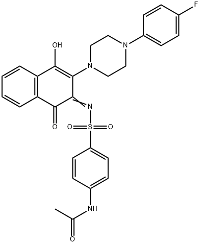 (Z)-N-(4-(N-(3-(4-(4-fluorophenyl)piperazin-1-yl)-4-hydroxy-1-oxonaphthalen-2(1H)-ylidene)sulfamoyl)phenyl)acetamide Structure