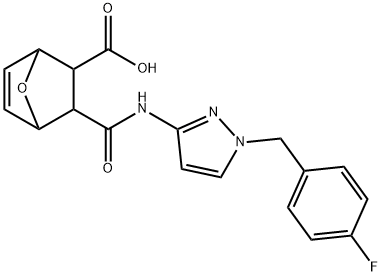 3-((1-(4-fluorobenzyl)-1H-pyrazol-3(2H)-ylidene)carbamoyl)-7-oxabicyclo[2.2.1]hept-5-ene-2-carboxylic acid Structure