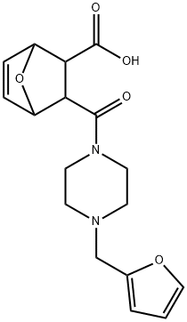 3-(4-(furan-2-ylmethyl)piperazine-1-carbonyl)-7-oxabicyclo[2.2.1]hept-5-ene-2-carboxylic acid 구조식 이미지