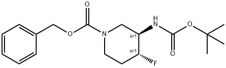 Trans-benzyl 3-((tert-butoxycarbonyl)amino)-4-fluoropiperidine-1-carboxylate 구조식 이미지