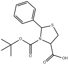 3-(tert-Butoxycarbonyl)-2-phenylthiazolidine-4-carboxylic acid 구조식 이미지