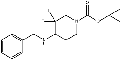 tert-Butyl 4-(benzylamino)-3,3-difluoropiperidine-1-carboxylate 구조식 이미지