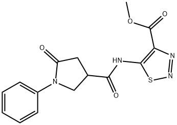 methyl 5-{[(5-oxo-1-phenylpyrrolidin-3-yl)carbonyl]amino}-1,2,3-thiadiazole-4-carboxylate 구조식 이미지