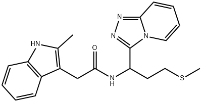 2-(2-methyl-1H-indol-3-yl)-N-[3-(methylsulfanyl)-1-([1,2,4]triazolo[4,3-a]pyridin-3-yl)propyl]acetamide 구조식 이미지