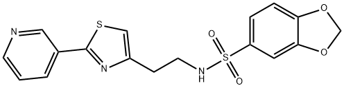 N-{2-[2-(pyridin-3-yl)-1,3-thiazol-4-yl]ethyl}-1,3-benzodioxole-5-sulfonamide 구조식 이미지