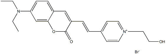 Pyridinium, 4-[2-[7-(diethylamino)-2-oxo-2H-1-benzopyran-3-yl]ethenyl]-1-(2-hydroxyethyl)-, bromide Structure