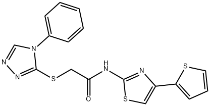 2-[(4-phenyl-4H-1,2,4-triazol-3-yl)sulfanyl]-N-[4-(thiophen-2-yl)-1,3-thiazol-2-yl]acetamide Structure