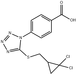 4-(5-{[(2,2-dichlorocyclopropyl)methyl]sulfanyl}-1H-tetrazol-1-yl)benzoic acid Structure
