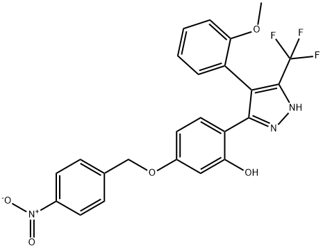 2-[4-(2-methoxyphenyl)-5-(trifluoromethyl)-1H-pyrazol-3-yl]-5-[(4-nitrobenzyl)oxy]phenol Structure