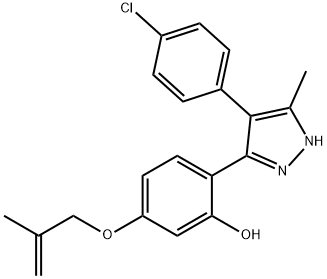 2-[4-(4-chlorophenyl)-5-methyl-1H-pyrazol-3-yl]-5-[(2-methylprop-2-en-1-yl)oxy]phenol Structure