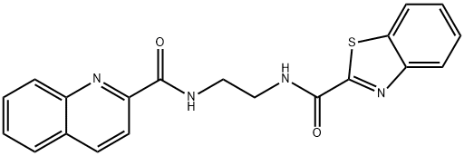N-{2-[(1,3-benzothiazol-2-ylcarbonyl)amino]ethyl}quinoline-2-carboxamide 구조식 이미지