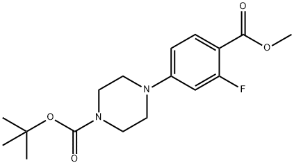 1-Piperazinecarboxylic acid, 4-[3-fluoro-4-(methoxycarbonyl)phenyl]-, 1,1-dimethylethyl ester 구조식 이미지