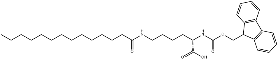 Nalpha-[(9H-Fluoren-9-ylmethoxy)carbonyl]-Nepsilon-tetradecanoyl-L-lysine Structure