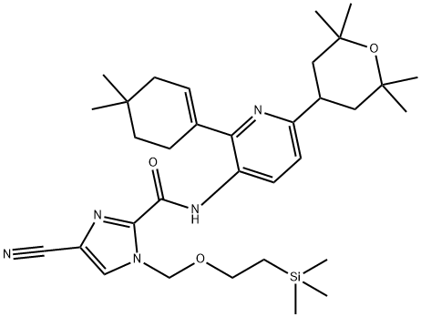 4-cyano-N-(2-(4,4-dimethylcyclohex-1-en-1-yl)-6-(2,2,6,6-tetramethyltetrahydro-2H-pyran-4-yl)pyridin-3-yl)-1-((2-(trimethylsilyl)ethoxy)methyl)-1H-imidazole-2-carboxamide 구조식 이미지