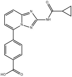 4-[2-(cyclopropanecarbonylamino)-[1,2,4]triazolo[1,5-a]pyridin-5-yl]benzoic acid 구조식 이미지