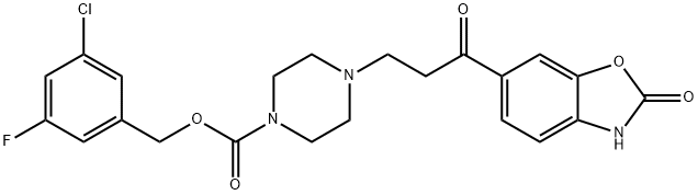 3-Chloro-5-fluorobenzyl 4-(3-oxo-3-(2-oxo-2,3-dihydrobenzo[d]oxazol-6-yl)propyl)piperazine-1-carboxylate Structure
