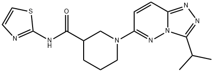 1-[3-(propan-2-yl)[1,2,4]triazolo[4,3-b]pyridazin-6-yl]-N-(1,3-thiazol-2-yl)piperidine-3-carboxamide 구조식 이미지