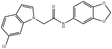 N-(1,3-benzodioxol-5-yl)-2-(6-chloro-1H-indol-1-yl)acetamide 구조식 이미지
