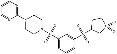 1,1-dioxidotetrahydro-3-thienyl 3-{[4-(2-pyrimidinyl)-1-piperazinyl]sulfonyl}phenyl sulfone Structure