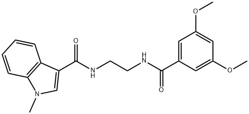 N-(2-{[(3,5-dimethoxyphenyl)carbonyl]amino}ethyl)-1-methyl-1H-indole-3-carboxamide 구조식 이미지