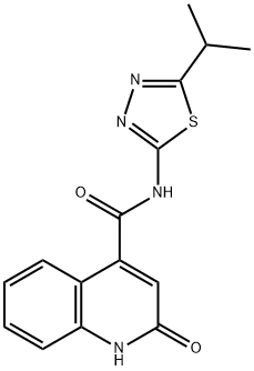 2-hydroxy-N-[5-(propan-2-yl)-1,3,4-thiadiazol-2-yl]quinoline-4-carboxamide Structure