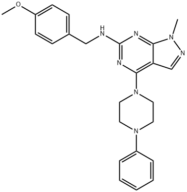 N-(4-methoxybenzyl)-1-methyl-4-(4-phenylpiperazin-1-yl)-1H-pyrazolo[3,4-d]pyrimidin-6-amine 구조식 이미지