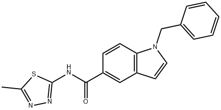 1-benzyl-N-[(2E)-5-methyl-1,3,4-thiadiazol-2(3H)-ylidene]-1H-indole-5-carboxamide 구조식 이미지