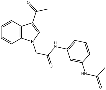 N-[3-(acetylamino)phenyl]-2-(3-acetyl-1H-indol-1-yl)acetamide 구조식 이미지