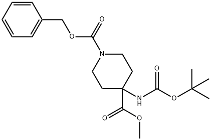 4-[[(1,1-dimethylethoxy)carbonyl]amino]-1,4-Piperidinedicarboxylic acid 4-methyl 1-(phenylmethyl)ester 구조식 이미지