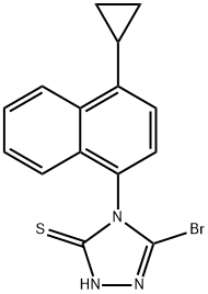 3-bromo-4-(4-cyclopropylnaphthalen-1-yl)-1H-1,2,4-triazole-5(4H)-thione 구조식 이미지