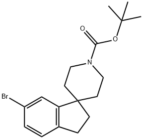6급-부틸2,3-브로모-1,4-디히드로스피로[인덴-1'-피페리딘]-XNUMX'-카르복실레이트 구조식 이미지