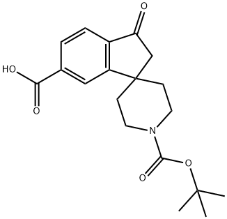 1'-(Tert-Butoxycarbonyl)-3-Oxo-2,3-Dihydrospiro[Indene-1,4'-Piperidine]-6-Carboxylic Acid 구조식 이미지