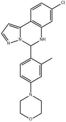 4-(4-(8-chloro-5,6-dihydropyrazolo[1,5-c]quinazolin-5-yl)-3-methylphenyl)morpholine 구조식 이미지