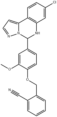 2-((4-(8-chloro-5,6-dihydropyrazolo[1,5-c]quinazolin-5-yl)-2-methoxyphenoxy)methyl)benzonitrile 구조식 이미지