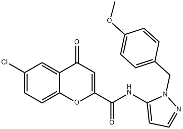 6-chloro-N-[1-(4-methoxybenzyl)-1H-pyrazol-5-yl]-4-oxo-4H-chromene-2-carboxamide Structure