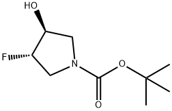 tert-butyl (3S,4S)-3-fluoro-4-hydroxypyrrolidine-1-carboxylate 구조식 이미지