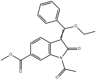 1-Acetyl-3-(ethoxyphenylmethylene)-2,3-dihydro-2-oxo-1H-indole-6-carboxylic acid methyl ester Structure