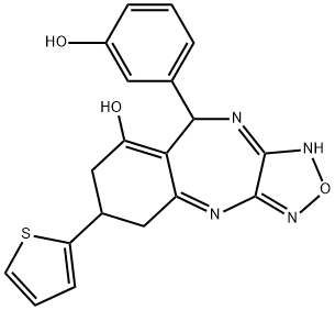 9-(3-hydroxyphenyl)-6-(thiophen-2-yl)-6,7,9,10-tetrahydro-5H-benzo[e][1,2,5]oxadiazolo[3,4-b][1,4]diazepin-8-ol Structure