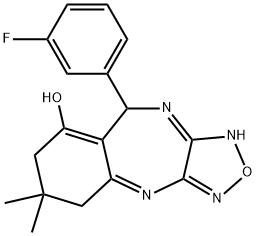 9-(3-fluorophenyl)-6,6-dimethyl-6,7,9,10-tetrahydro-5H-benzo[e][1,2,5]oxadiazolo[3,4-b][1,4]diazepin-8-ol Structure