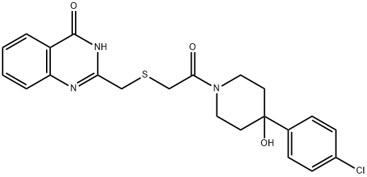 1-[4-(4-chlorophenyl)-4-hydroxypiperidin-1-yl]-2-{[(4-hydroxyquinazolin-2-yl)methyl]sulfanyl}ethanone 구조식 이미지