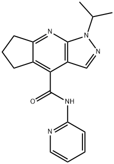 1-(propan-2-yl)-N-(pyridin-2-yl)-1,5,6,7-tetrahydrocyclopenta[b]pyrazolo[4,3-e]pyridine-4-carboxamide 구조식 이미지