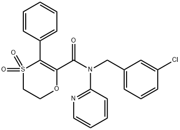 N-(3-chlorobenzyl)-3-phenyl-N-(pyridin-2-yl)-5,6-dihydro-1,4-oxathiine-2-carboxamide 4,4-dioxide 구조식 이미지